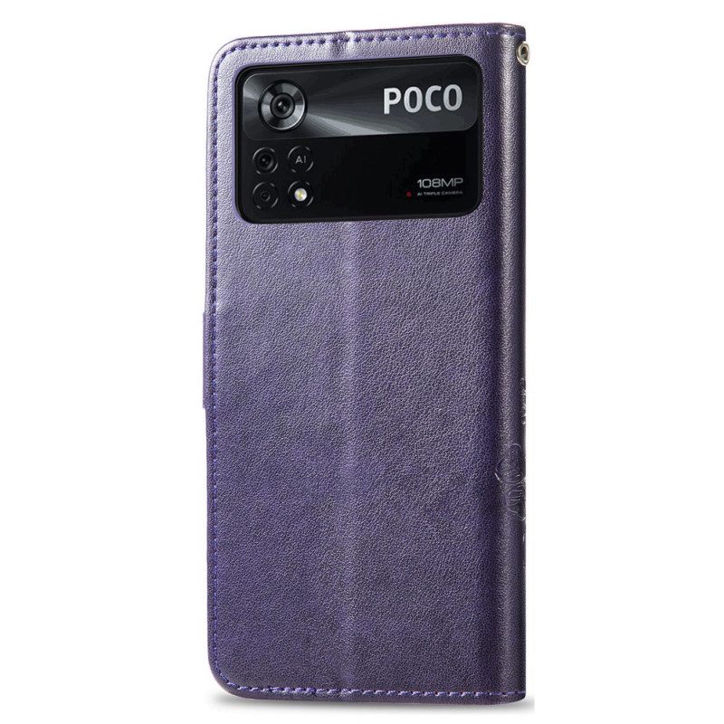 Custodia in pelle Poco X4 Pro 5G Motivo Floreale Strappy