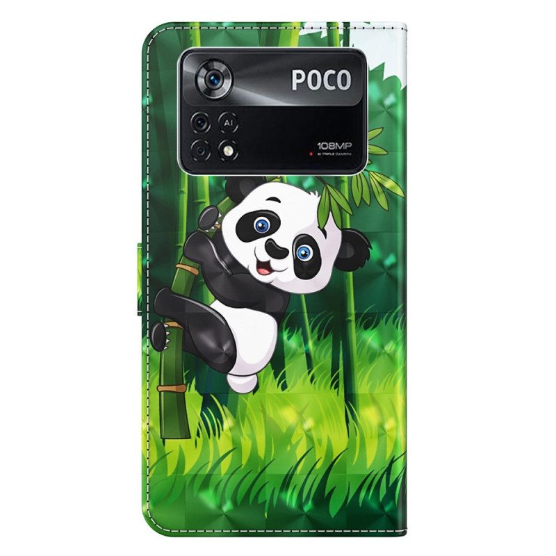 Custodia in pelle Poco X4 Pro 5G Panda Strappy