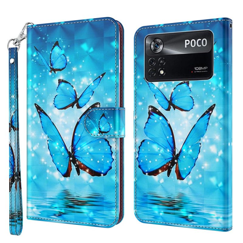 Custodia in pelle Poco X4 Pro 5G Perizoma Farfalle