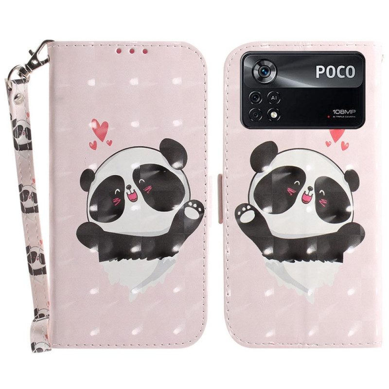 Custodia in pelle Poco X4 Pro 5G Piccolo Panda Con Cinturino