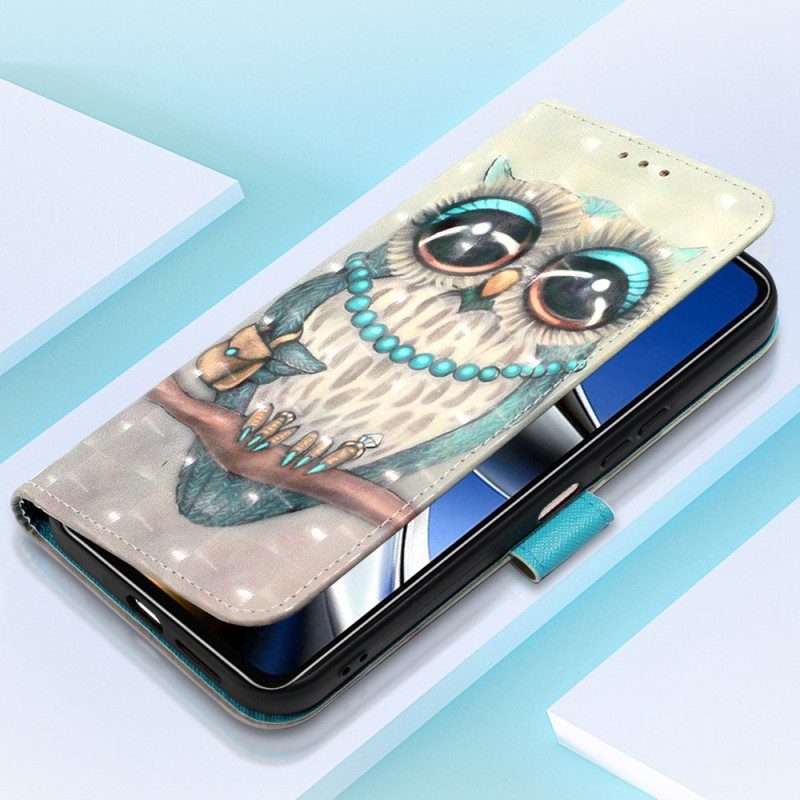 Custodia in pelle Poco X4 Pro 5G Signorina Gufo Con Cinturino