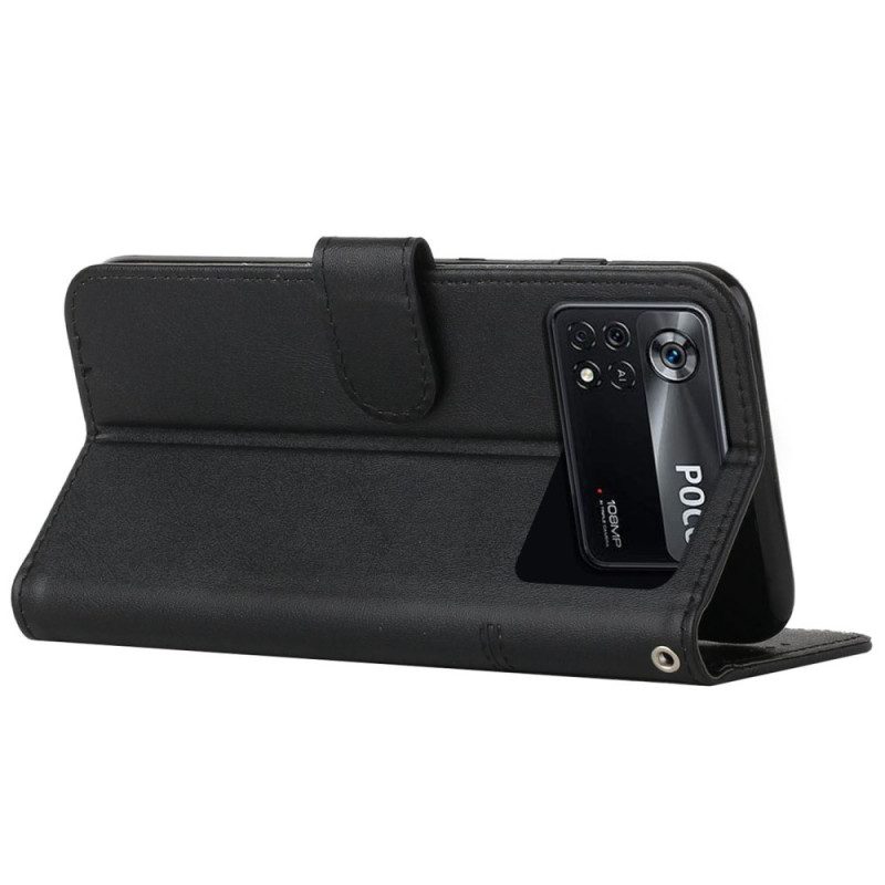 Custodia in pelle Poco X4 Pro 5G Strappy Stile Geometrico In Pelle