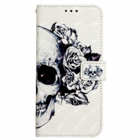 Custodia in pelle Poco X4 Pro 5G Teschio Floreale Con Cinturino