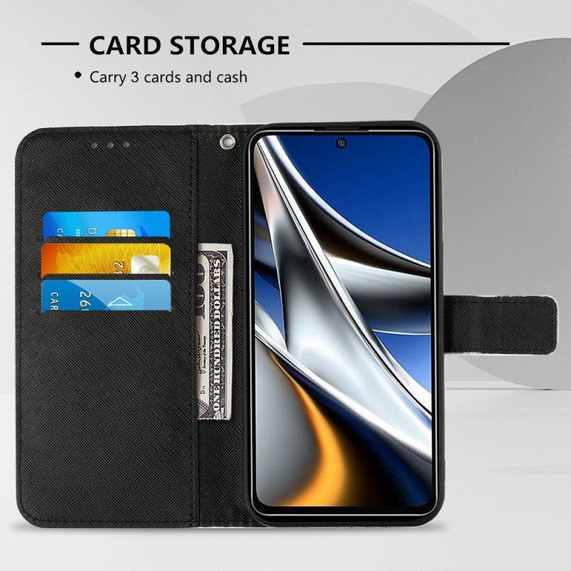 Custodia in pelle Poco X4 Pro 5G Teschio Floreale Con Cinturino