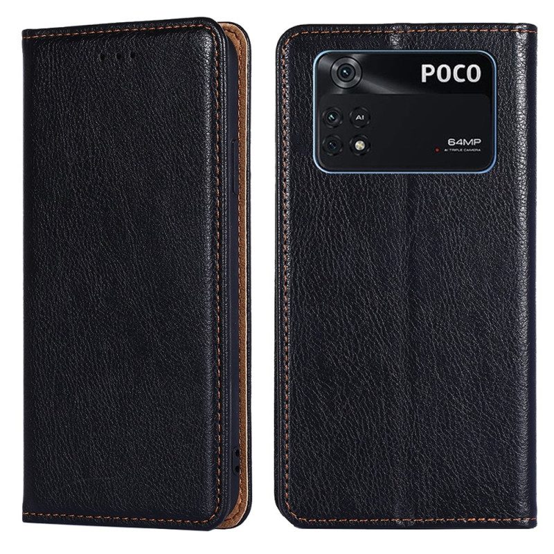 Folio Cover Poco X4 Pro 5G Custodia in pelle Cuciture In Ecopelle