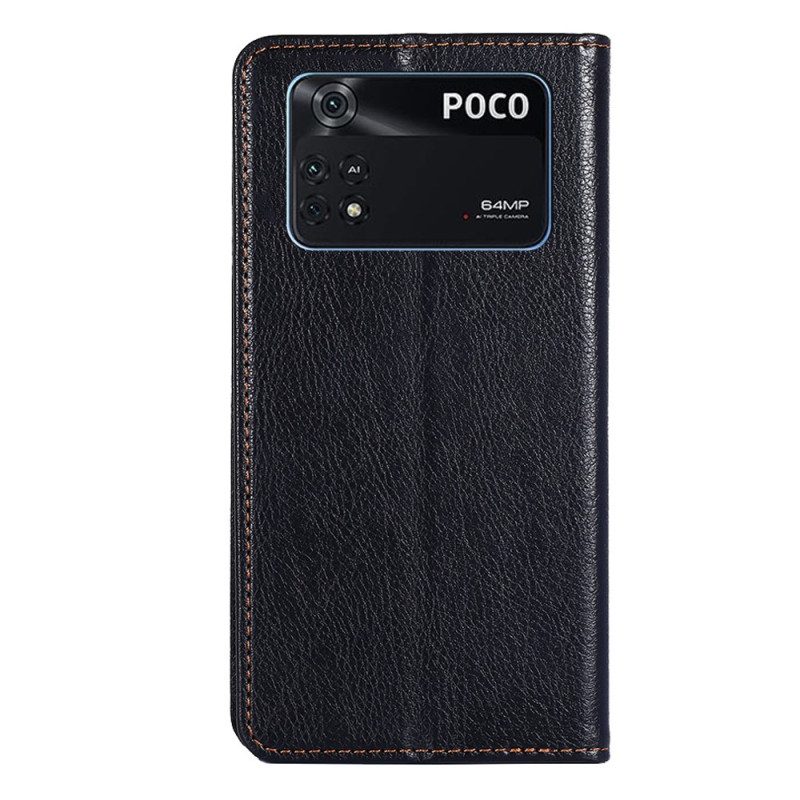 Folio Cover Poco X4 Pro 5G Custodia in pelle Cuciture In Ecopelle