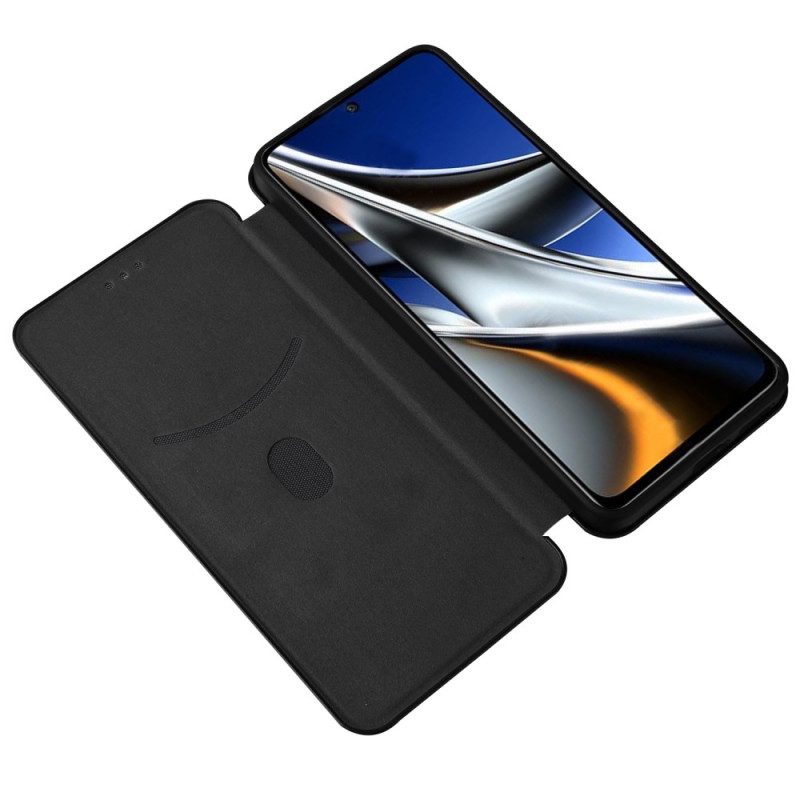Folio Cover Poco X4 Pro 5G Custodia in pelle Fibra Di Carbonio Colorata