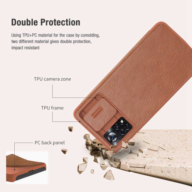 Folio Cover Poco X4 Pro 5G Custodia in pelle Nillkin Della Serie Qin Pro