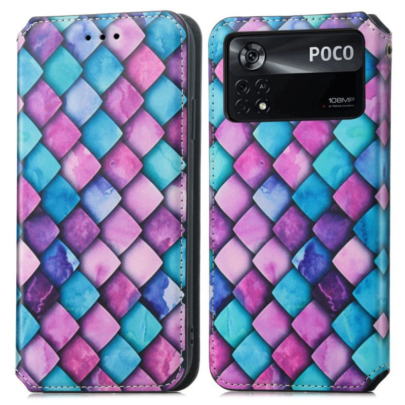 Folio Cover Poco X4 Pro 5G Custodia in pelle Progettazione Caseneo Rfid