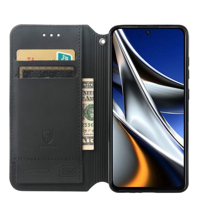 Folio Cover Poco X4 Pro 5G Custodia in pelle Progettazione Caseneo Rfid