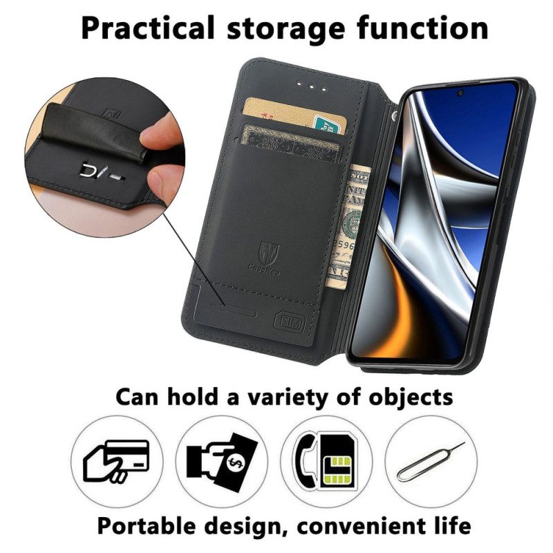 Folio Cover Poco X4 Pro 5G Custodia in pelle Progettazione Caseneo Rfid