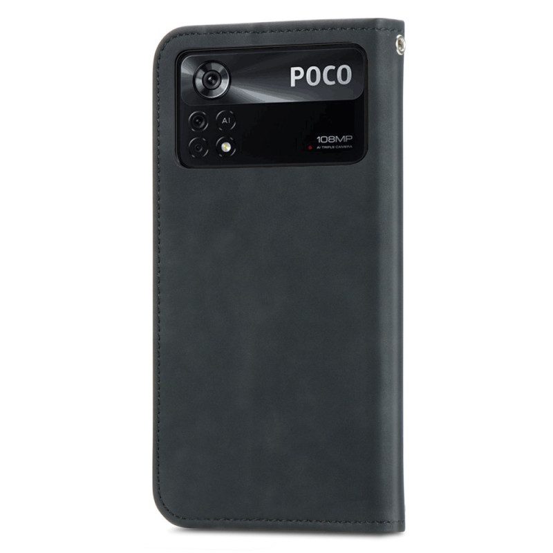 Folio Cover Poco X4 Pro 5G Custodia in pelle Tocco Di Pelle