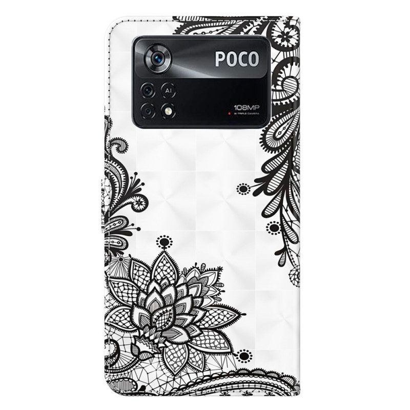 Folio Cover Poco X4 Pro 5G Pizzo Con Spalline