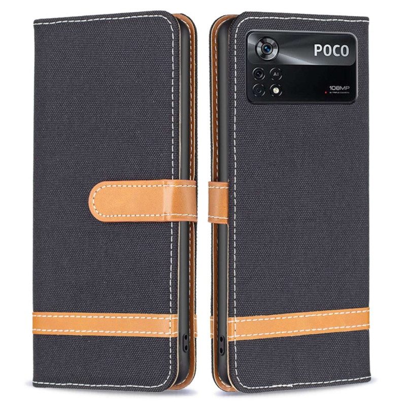 Folio Cover Poco X4 Pro 5G Tessuto Cinturino