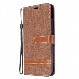 Custodia in pelle Xiaomi Mi Note 10 / 10 Pro Cinturino Effetto Tessuto E Pelle