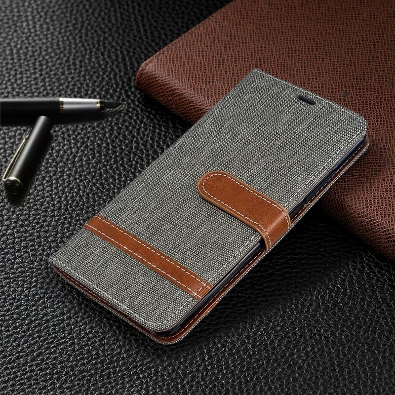 Custodia in pelle Xiaomi Mi Note 10 / 10 Pro Cinturino Effetto Tessuto E Pelle
