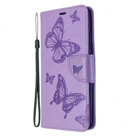 Custodia in pelle Xiaomi Mi Note 10 / 10 Pro Farfalle Stampate Strappy
