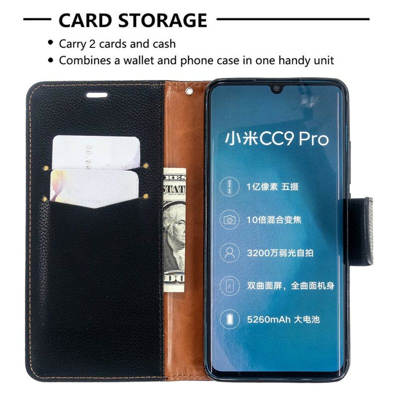 Custodia in pelle Xiaomi Mi Note 10 / 10 Pro Strappy Effetto Pelle Color Litchi