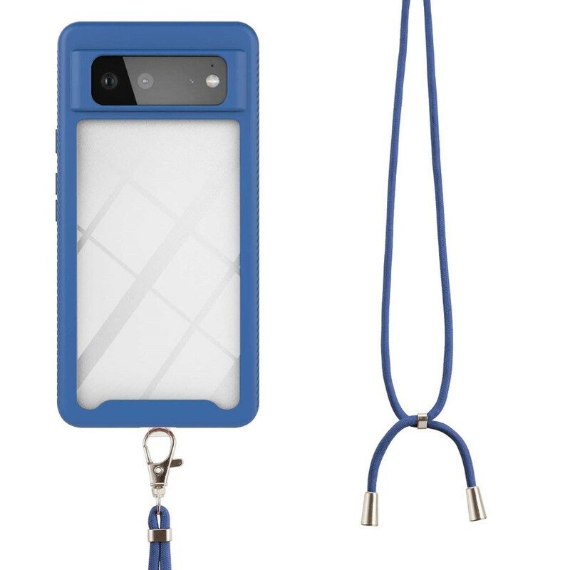 Cover Google Pixel 6 Ibrido Con Cordoncino E Contorno Colorato