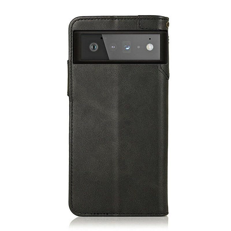 Custodia A Portafoglio Google Pixel 6 Bottone In Ecopelle Khazneh