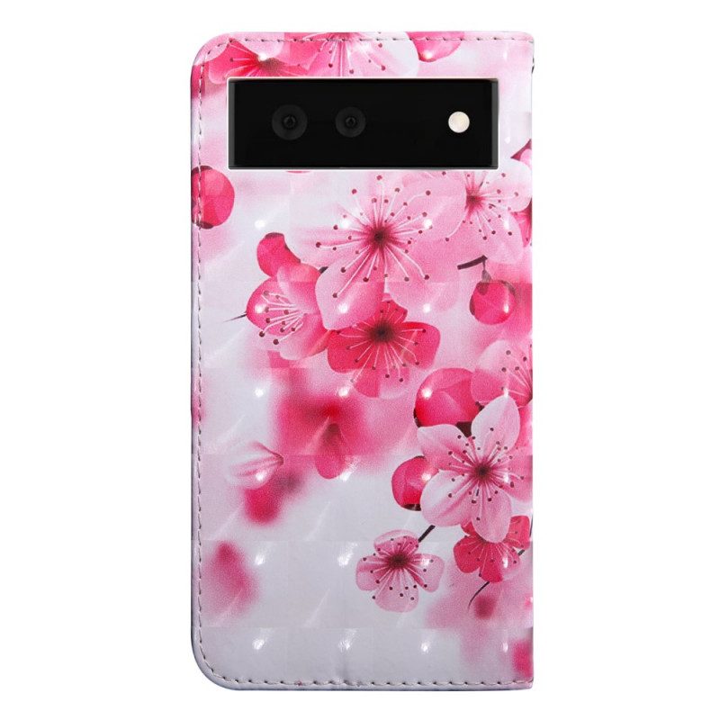 Custodia A Portafoglio Google Pixel 6 Fiori Rosa