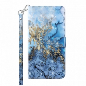 Custodia A Portafoglio Google Pixel 6 Punto Luce Design In Marmo Con Cordino