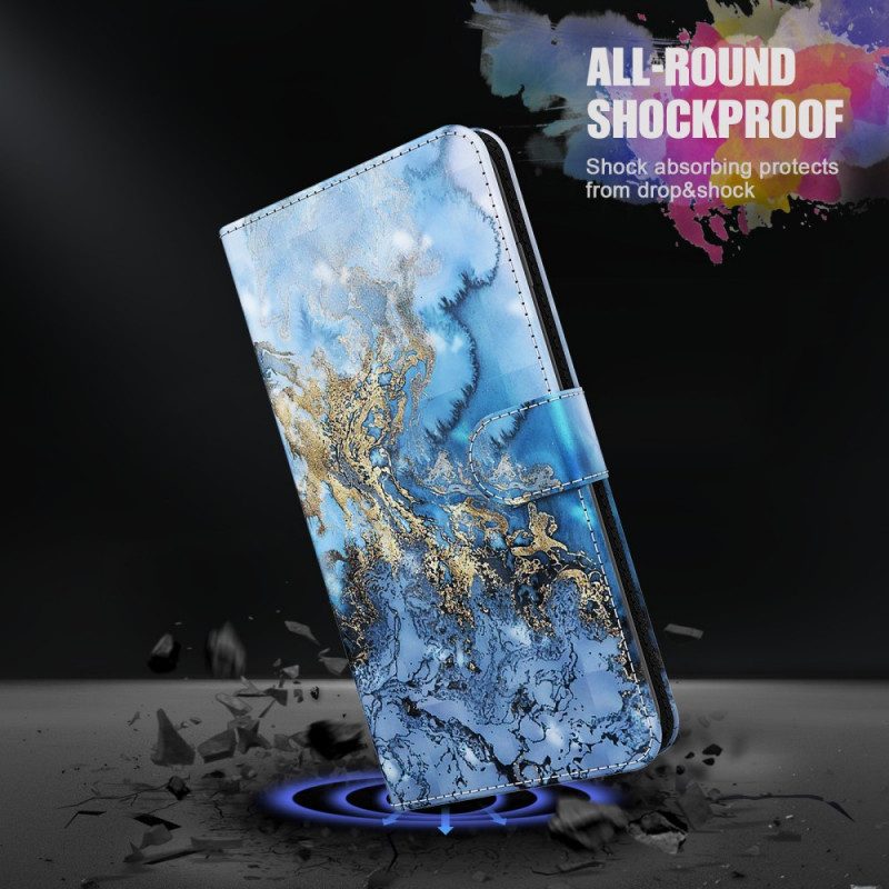 Custodia A Portafoglio Google Pixel 6 Punto Luce Design In Marmo Con Cordino