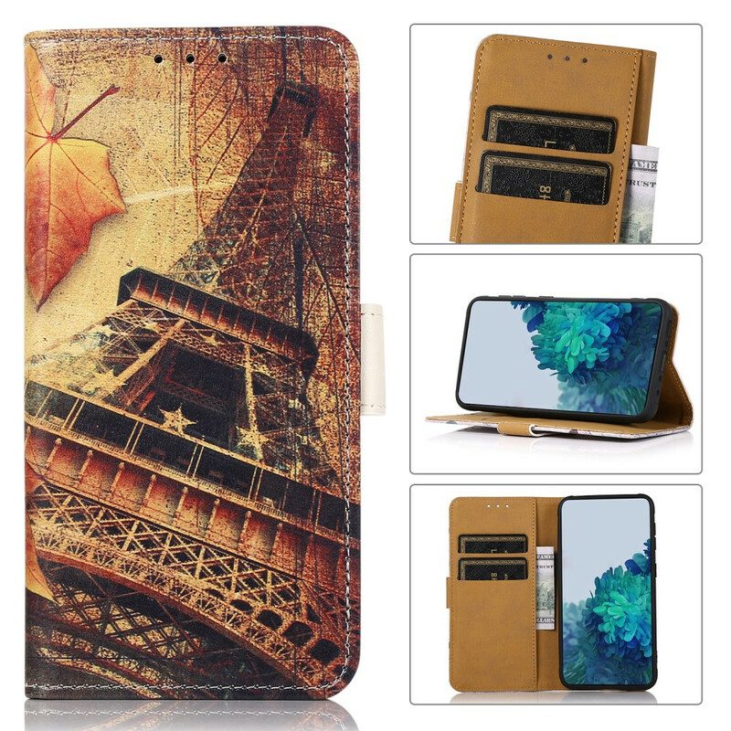 Custodia A Portafoglio Google Pixel 6 Torre Eiffel In Autunno