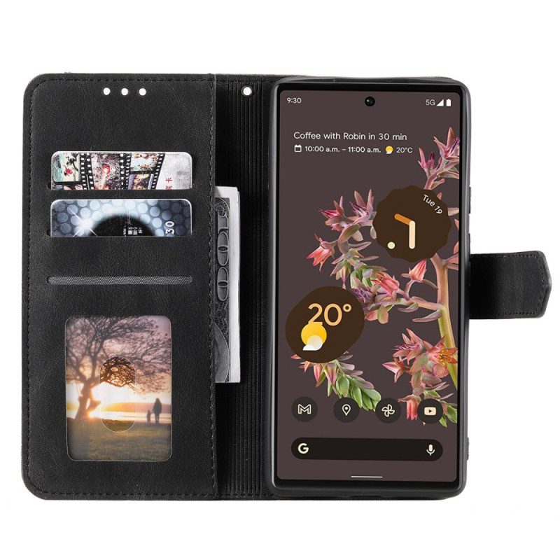 Custodia in pelle Google Pixel 6 Cuciture A Contatto Con La Pelle