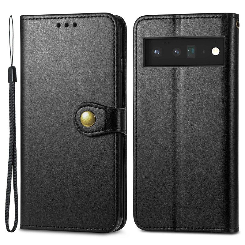 Custodia in pelle Google Pixel 6 Ecopelle E Chiusura Vintage