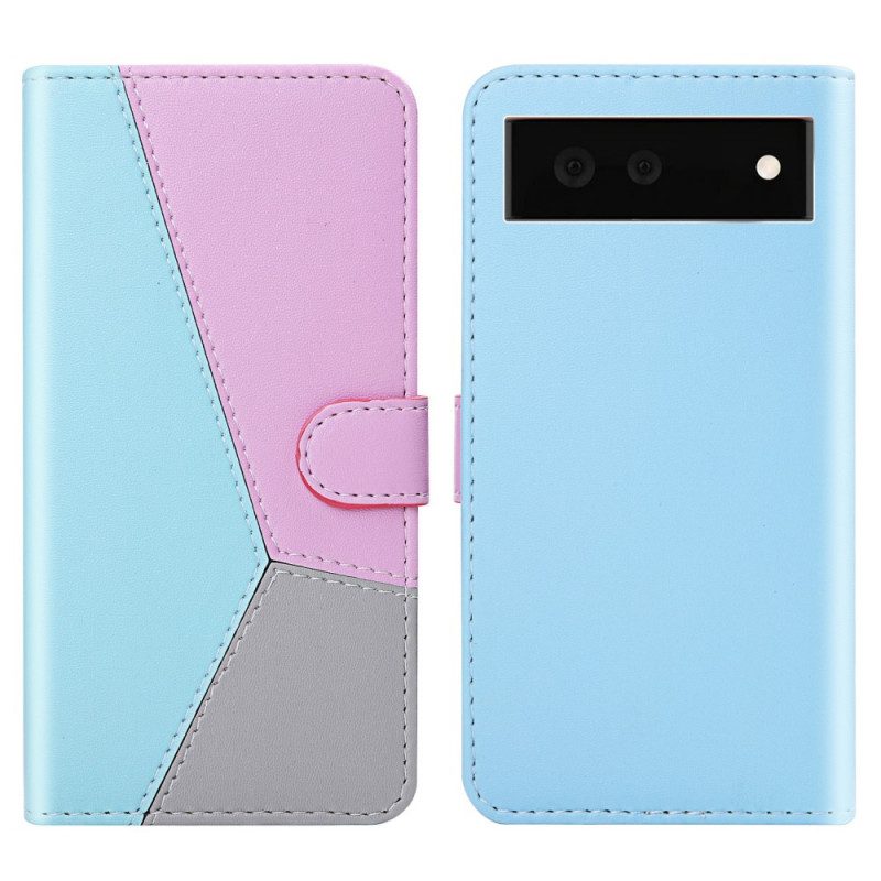 Custodia in pelle Google Pixel 6 Effetto Pelle Tricolore