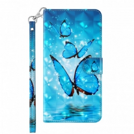 Custodia in pelle Google Pixel 6 Farfalle Blu Volanti