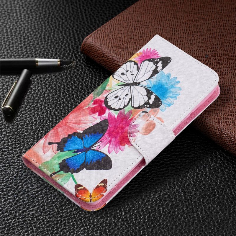 Custodia in pelle Google Pixel 6 Farfalle Dipinte