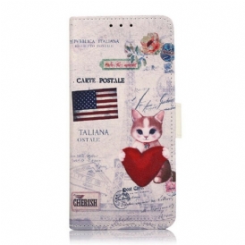 Custodia in pelle Google Pixel 6 Gatto Viaggiatore