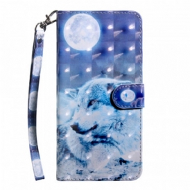 Custodia in pelle Google Pixel 6 Lupo Al Chiaro Di Luna