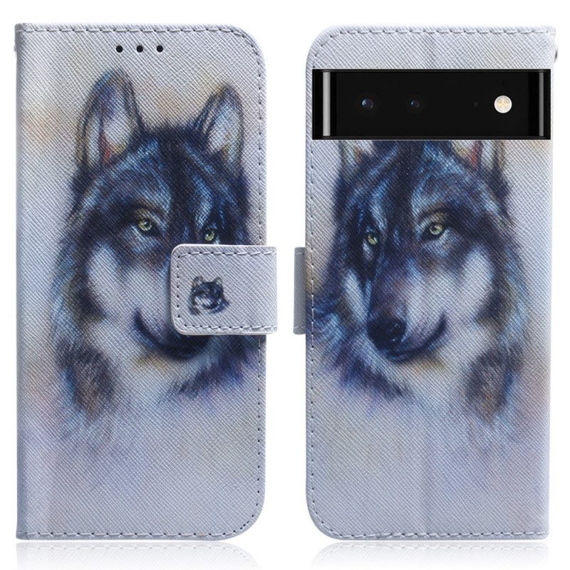 Custodia in pelle Google Pixel 6 Sguardo Canino