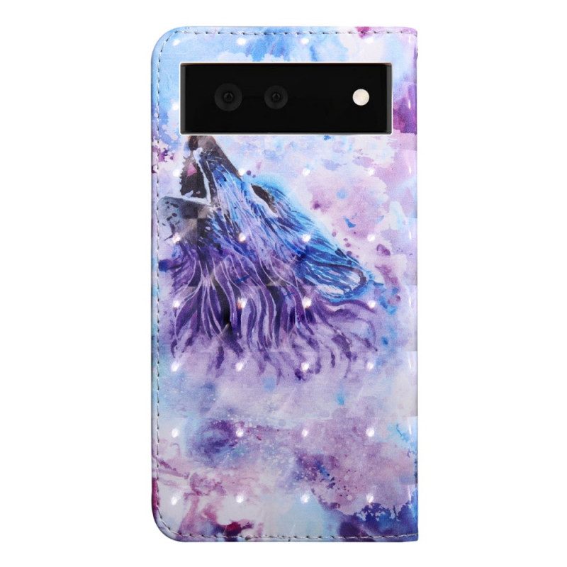 Folio Cover Google Pixel 6 Lupo Dell'acquerello