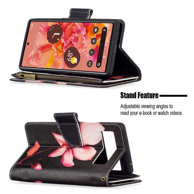 Folio Cover Google Pixel 6 Tasca Con Zip A Fiore