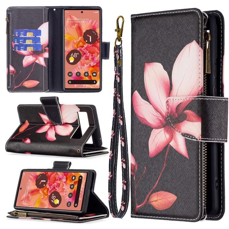 Folio Cover Google Pixel 6 Tasca Con Zip A Fiore