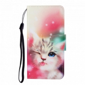 Custodia in pelle Oppo A15 Storie Di Gatti Con Cordino