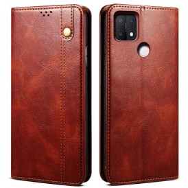Folio Cover Oppo A15 Custodia in pelle Ecopelle Cerata