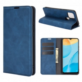 Folio Cover Oppo A15 Custodia in pelle Effetto Pelle Morbida Seta