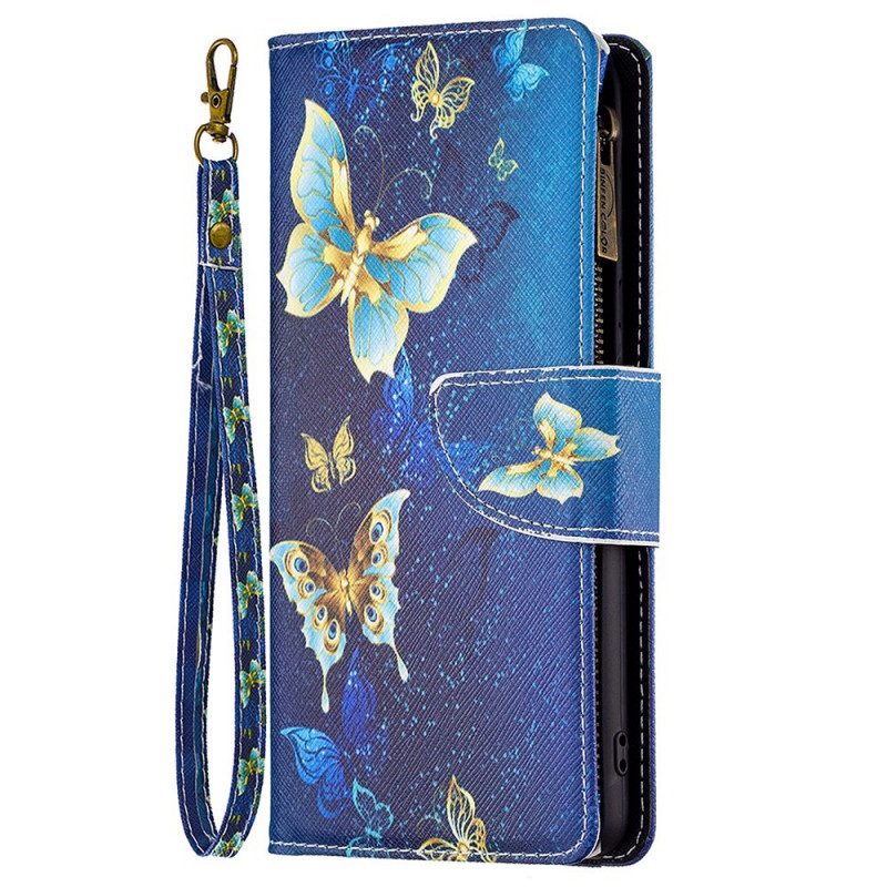 Custodia A Portafoglio Samsung Galaxy M23 5G Farfalle Portamonete E Cordino