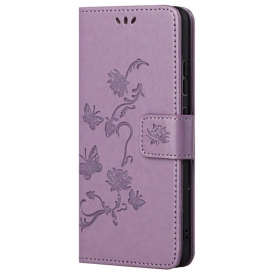 Custodia in pelle Samsung Galaxy M23 5G Cinturino Fiori