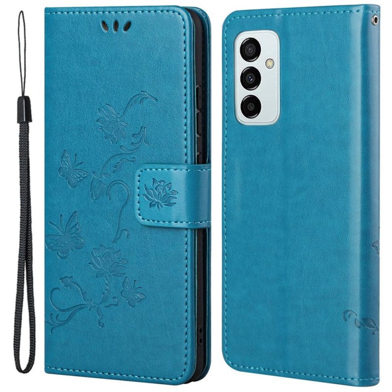 Custodia in pelle Samsung Galaxy M23 5G Cinturino Fiori