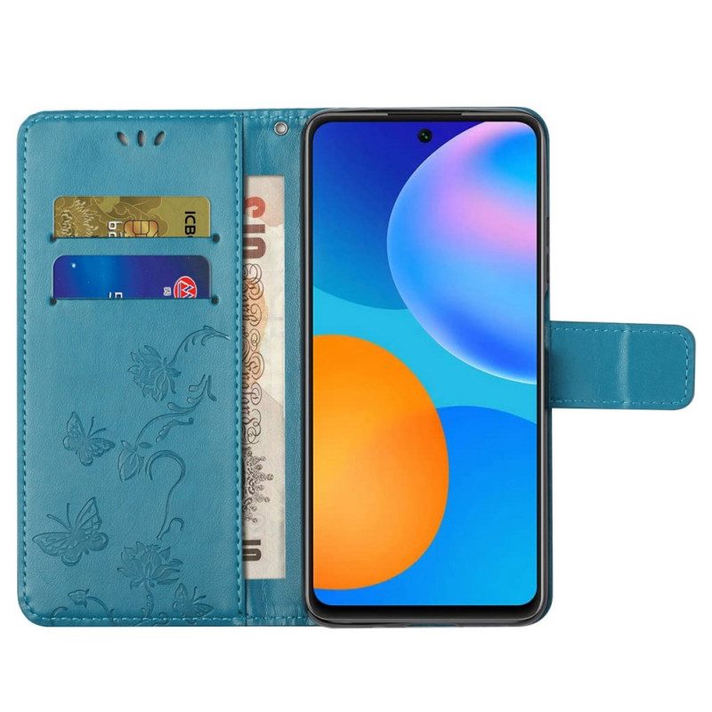 Custodia in pelle Samsung Galaxy M23 5G Cinturino Fiori