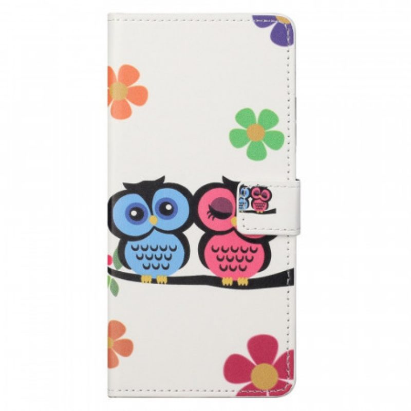 Custodia in pelle Samsung Galaxy M23 5G Coppia Di Gufi