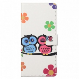 Custodia in pelle Samsung Galaxy M23 5G Coppia Di Gufi