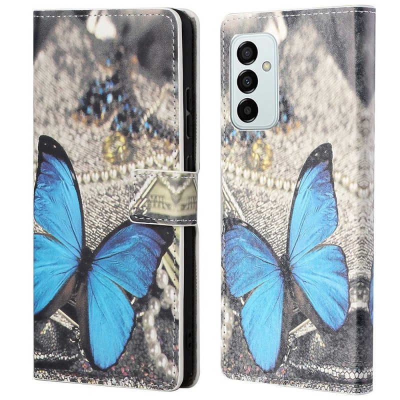 Custodia in pelle Samsung Galaxy M23 5G Farfalla Blu