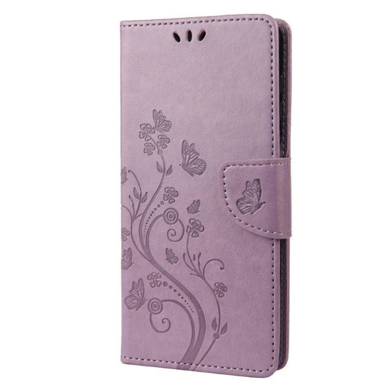 Custodia in pelle Samsung Galaxy M23 5G Farfalle E Fiori